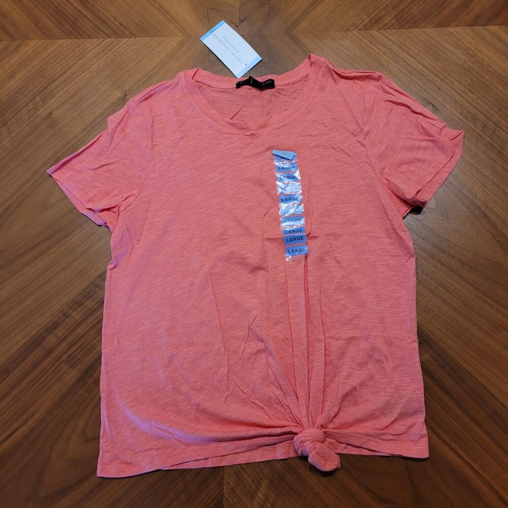 Pink/Coral Tied Tee - Social Standard by Sanctuary - L - NWT - Everyday Solid